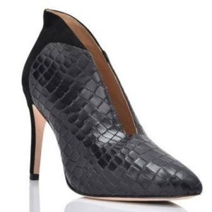 Joan Oloff Dorsey Black embossed crocodile black Heels Booties